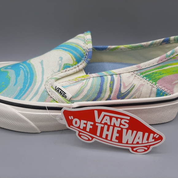New Vans Slip On SF Resin Swirl Marshmallow Green Pink Blue Purple Slip Ons - Picture 2 of 9
